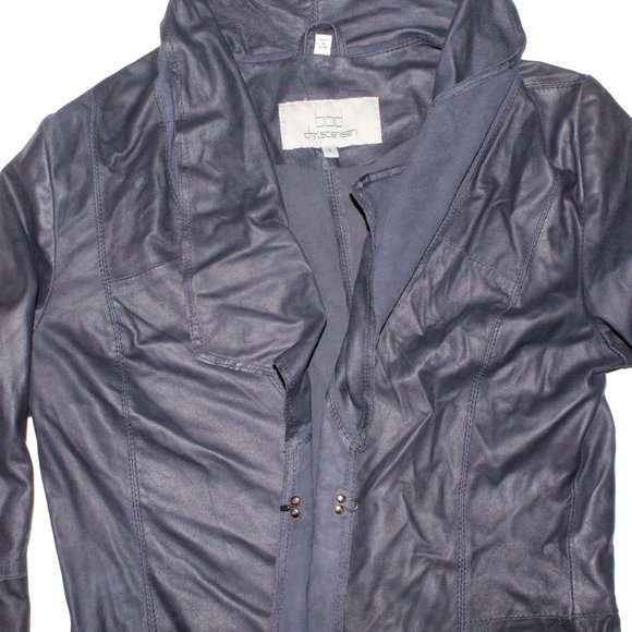 Bod & Christensen Womens Sz 8 Genuine Leather Eye Hook Front Moto Drape Jacket - Picture 7 of 12